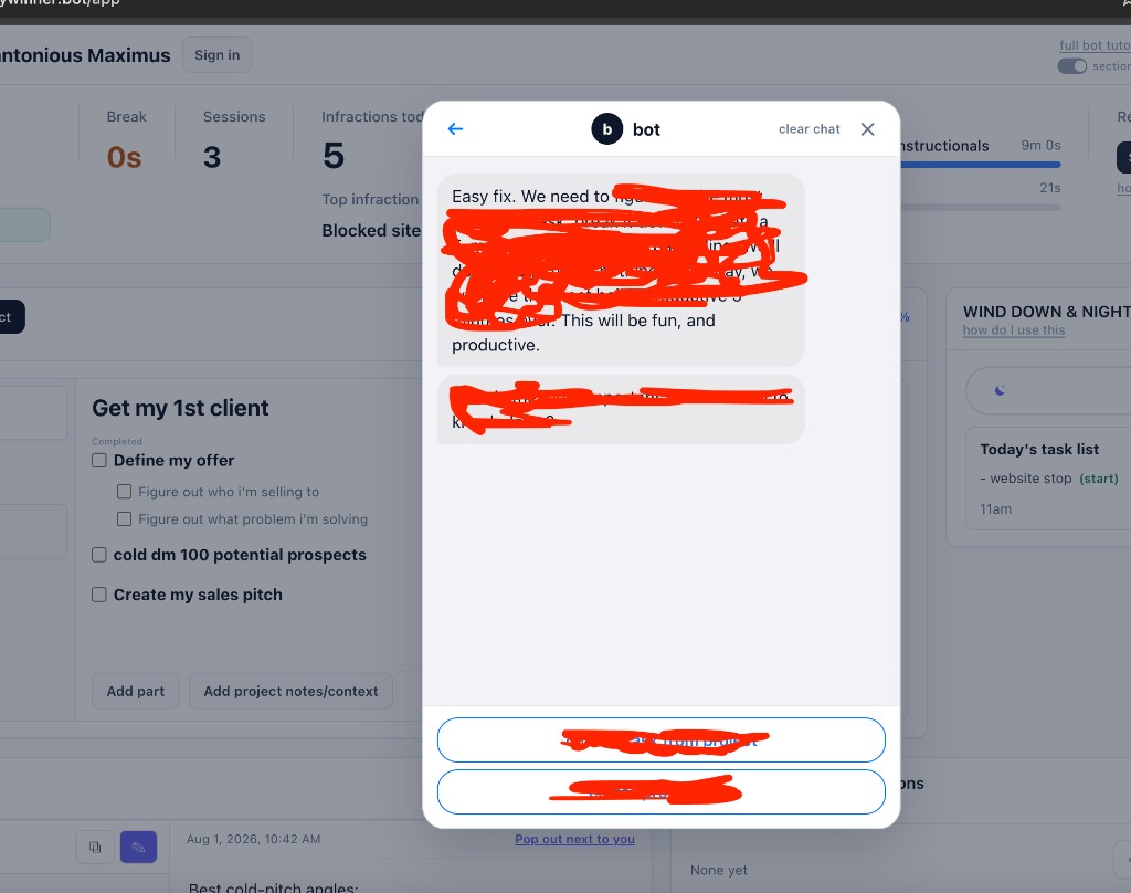 Bot walking you through work resistance